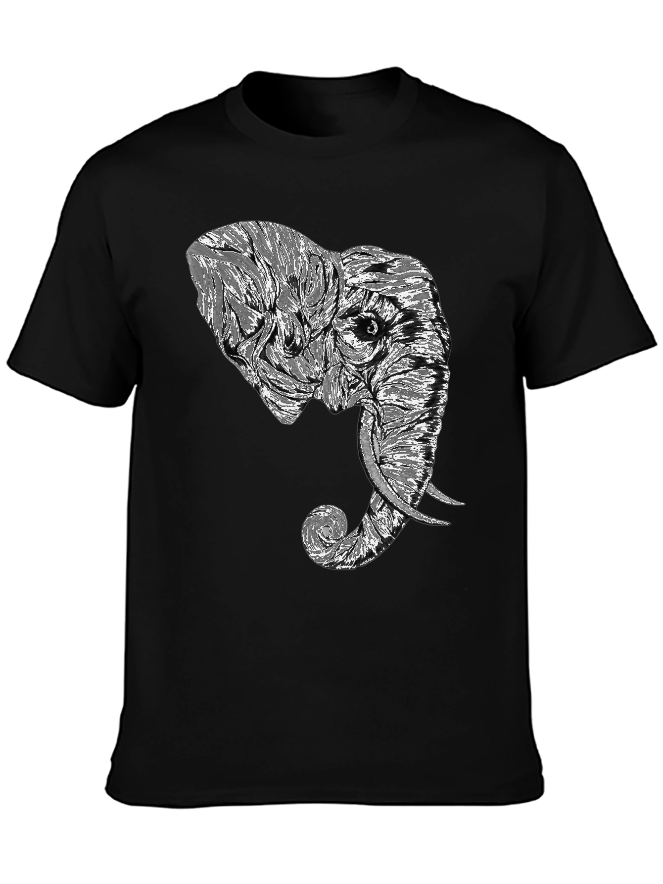 Elephant Graphic Tee - Stylish Mens Black T-Shirt