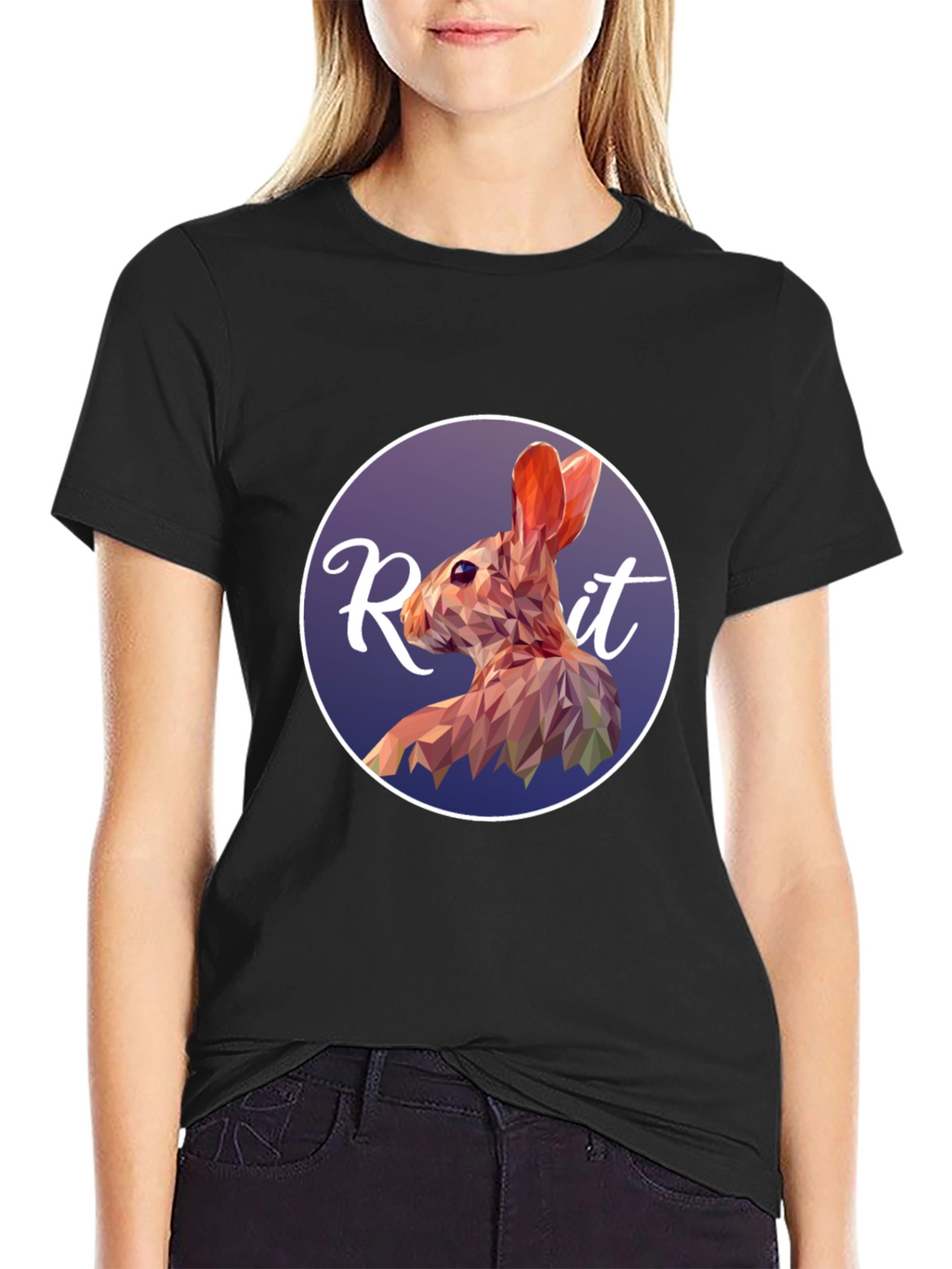 Geometric Rabbit Graphic Tee - Modern Artistic Design
