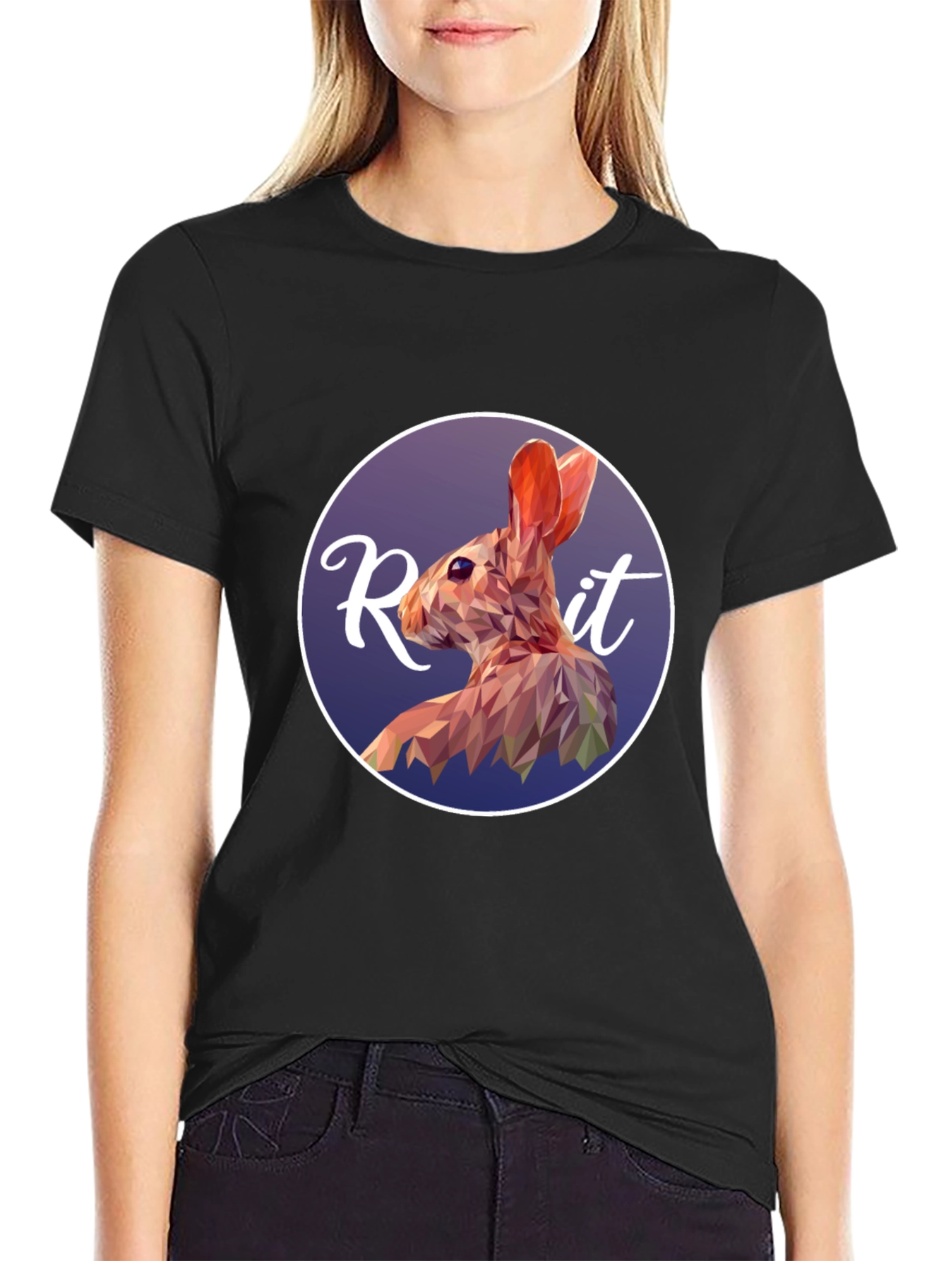 Geometric Rabbit Graphic Tee - Modern Artistic Design