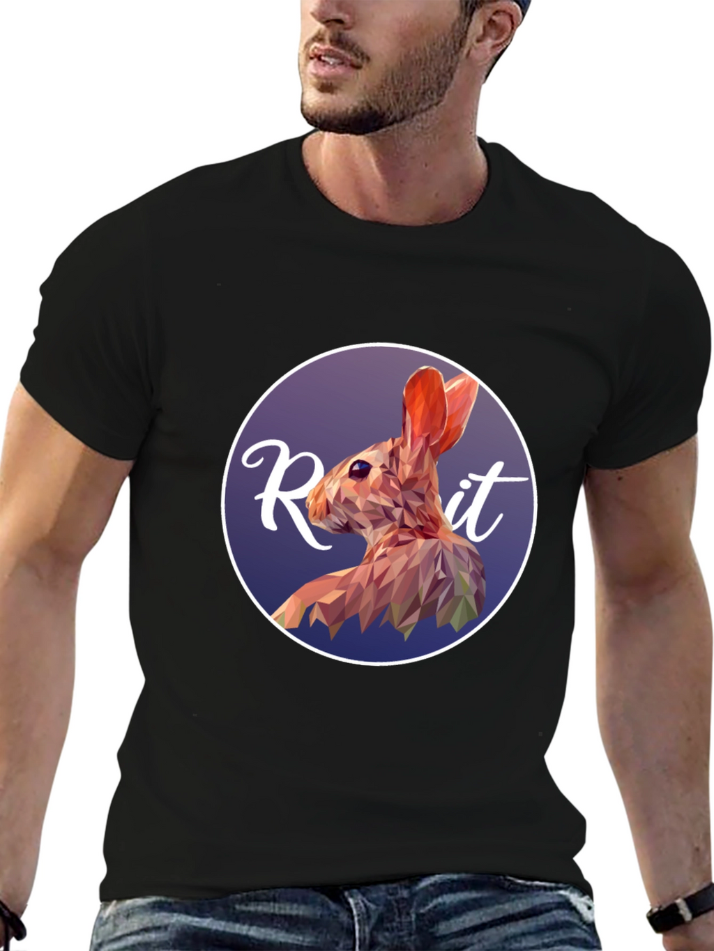 Geometric Rabbit Graphic Tee - Modern Artistic Design