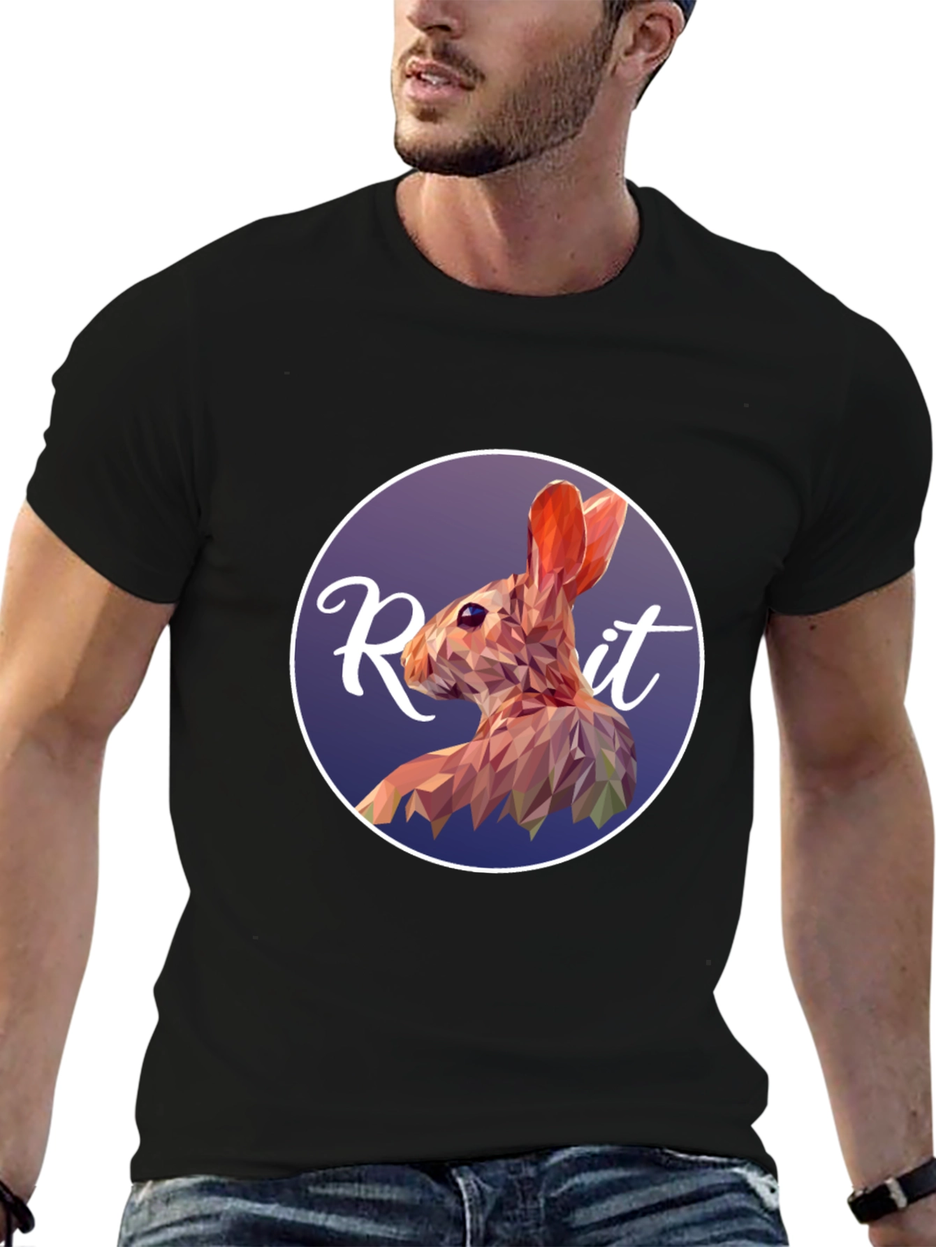 Geometric Rabbit Graphic Tee - Modern Artistic Design