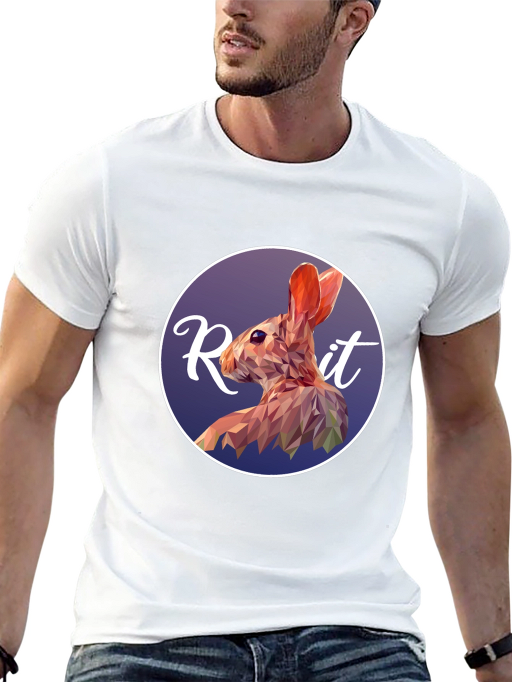 Geometric Rabbit Graphic Tee - Modern Artistic Design