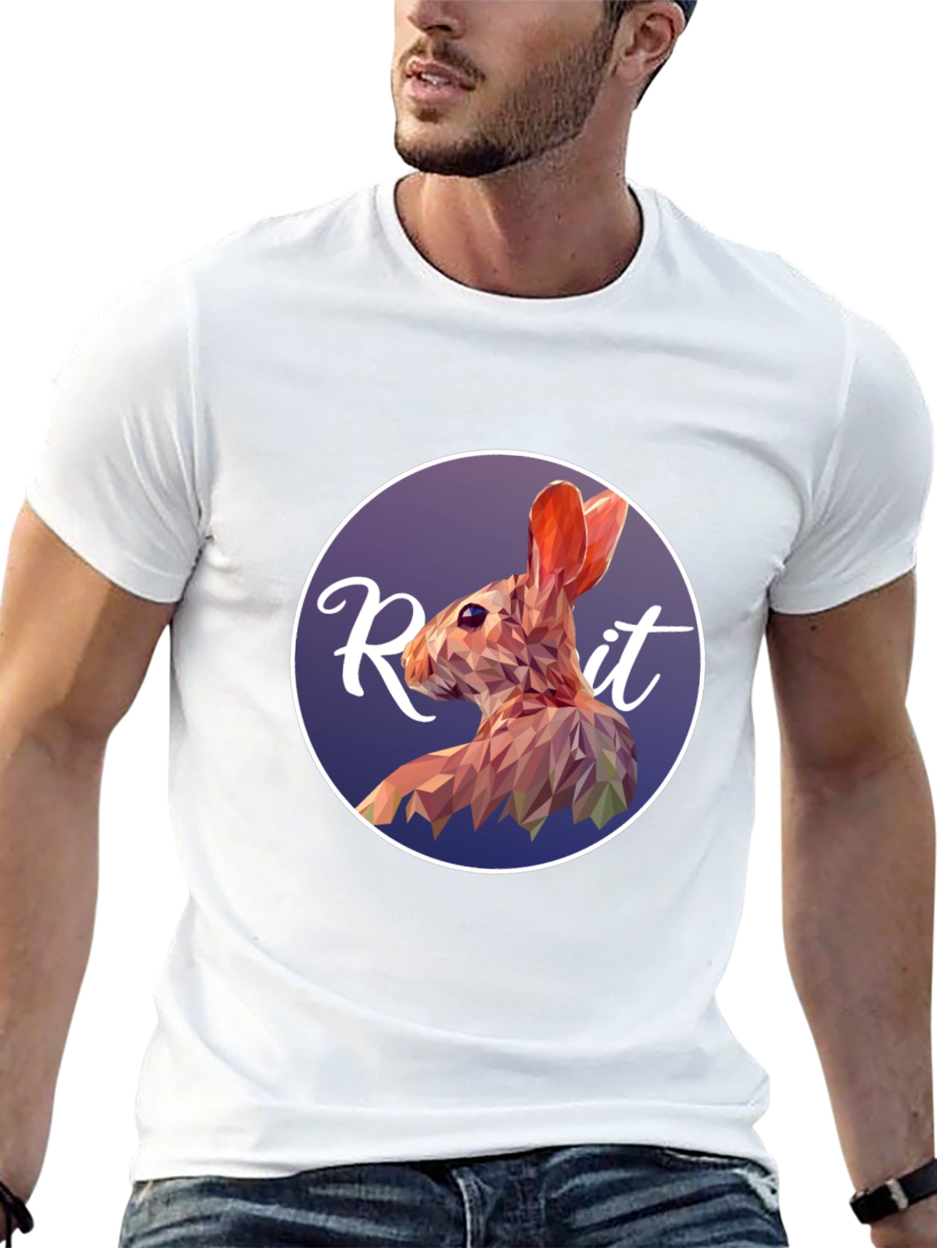 Geometric Rabbit Graphic Tee - Modern Artistic Design