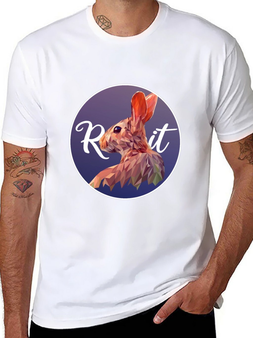 Geometric Rabbit Graphic Tee - Modern Artistic Design