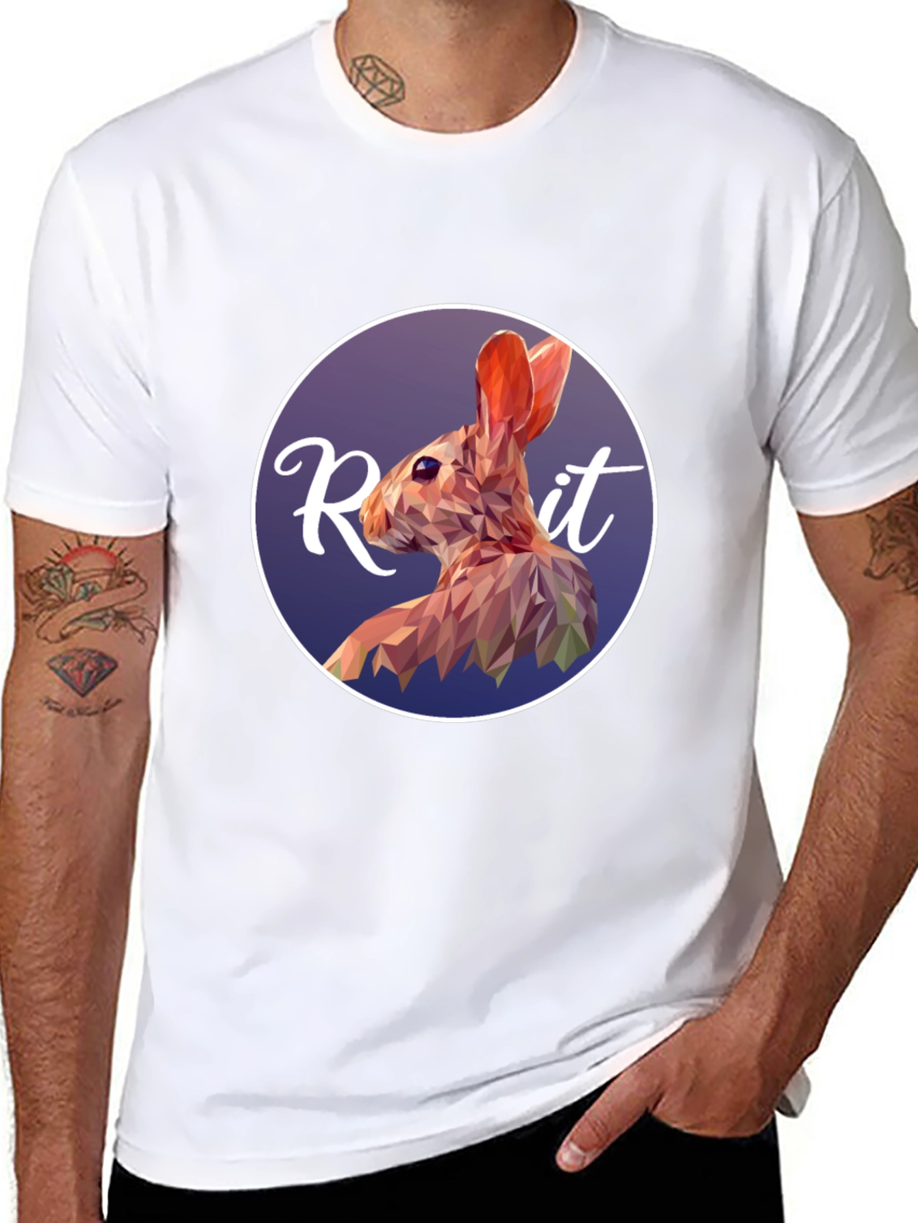 Geometric Rabbit Graphic Tee - Modern Artistic Design