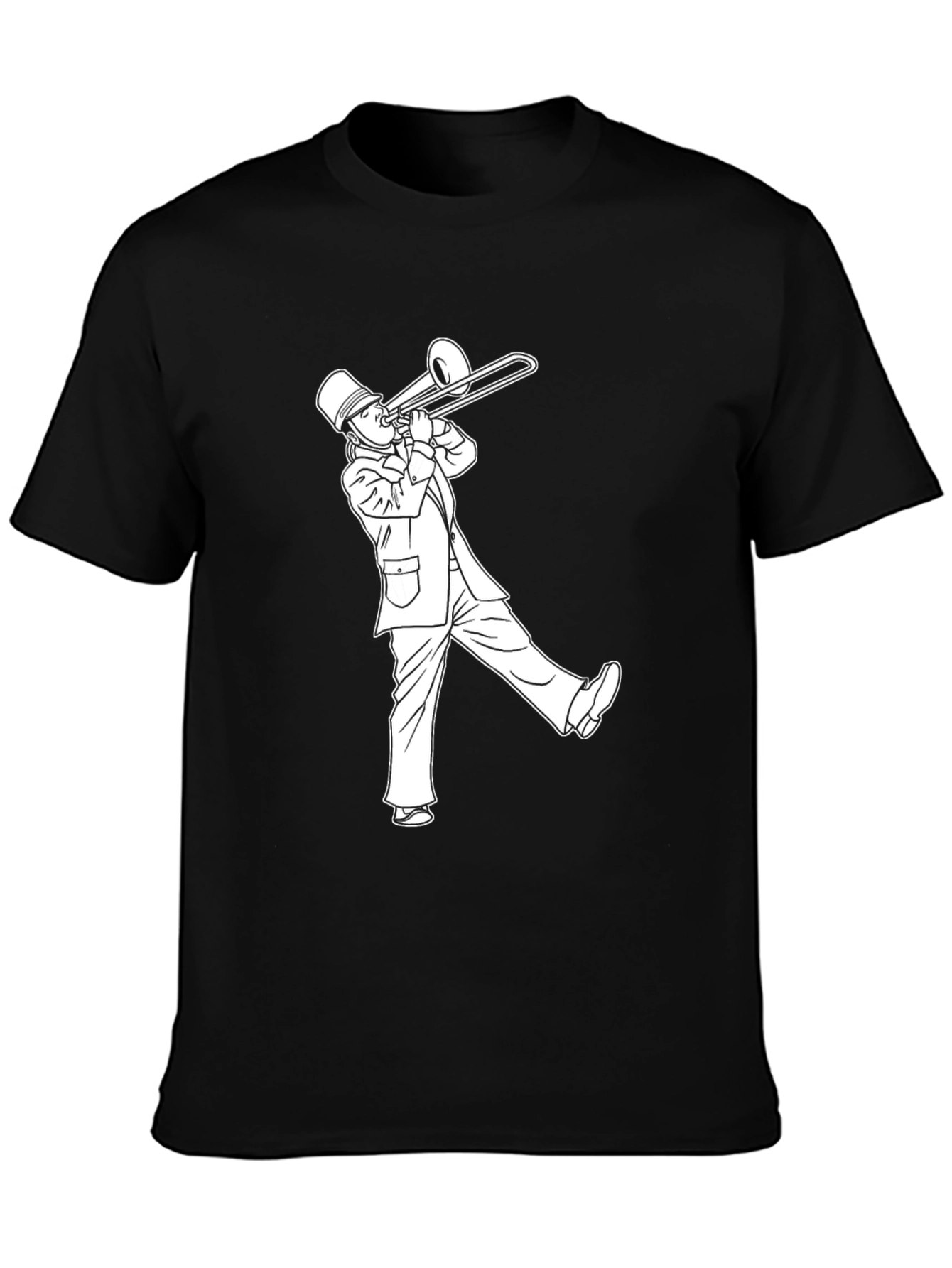 Trombone Player Graphic Tee - Black Cotton