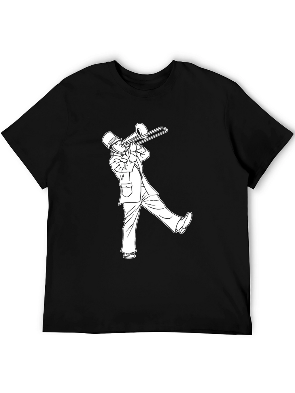 Trombone Player Graphic Tee - Black Cotton