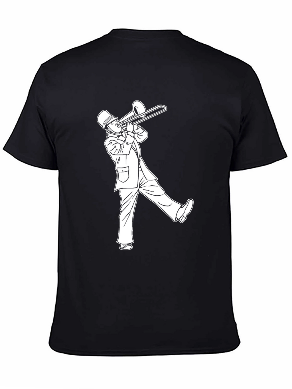 Trombone Player Graphic Tee - Black Cotton