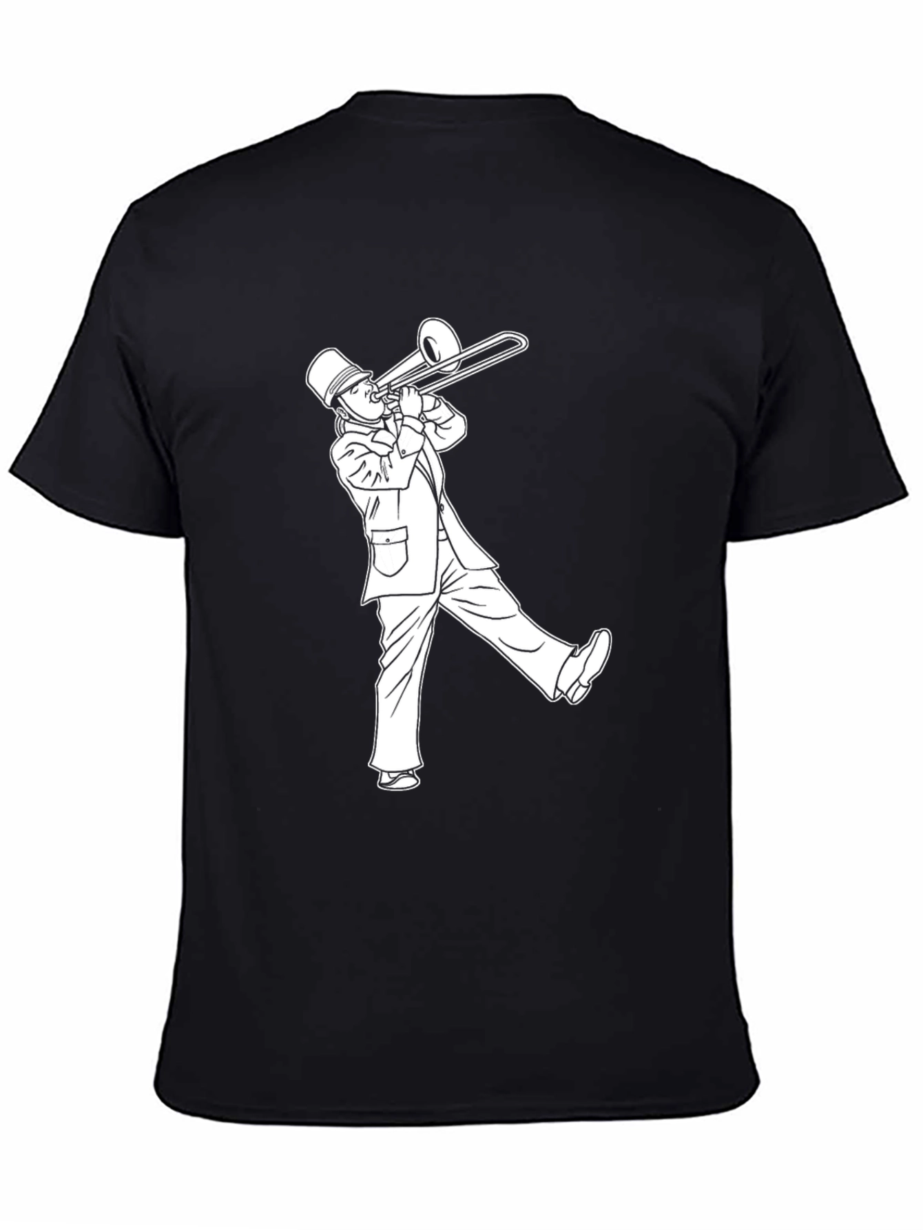 Trombone Player Graphic Tee - Black Cotton