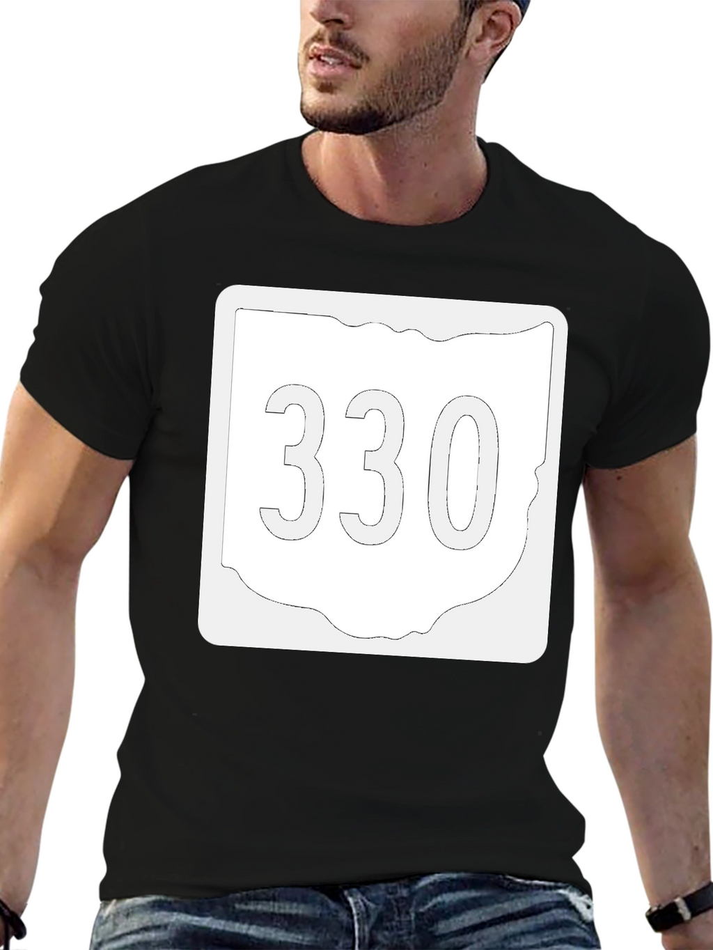 Ohio 330 Area Code Black T-Shirt
