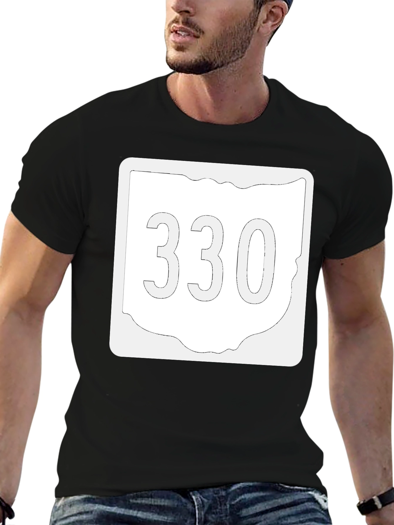 Ohio 330 Area Code Black T-Shirt