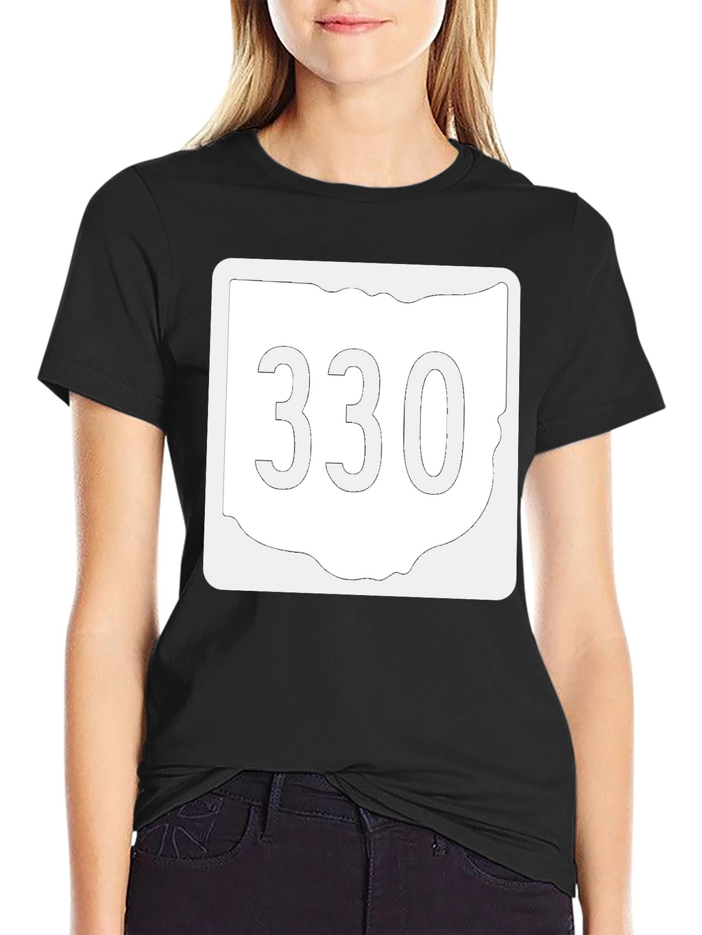 Ohio 330 Area Code Black T-Shirt