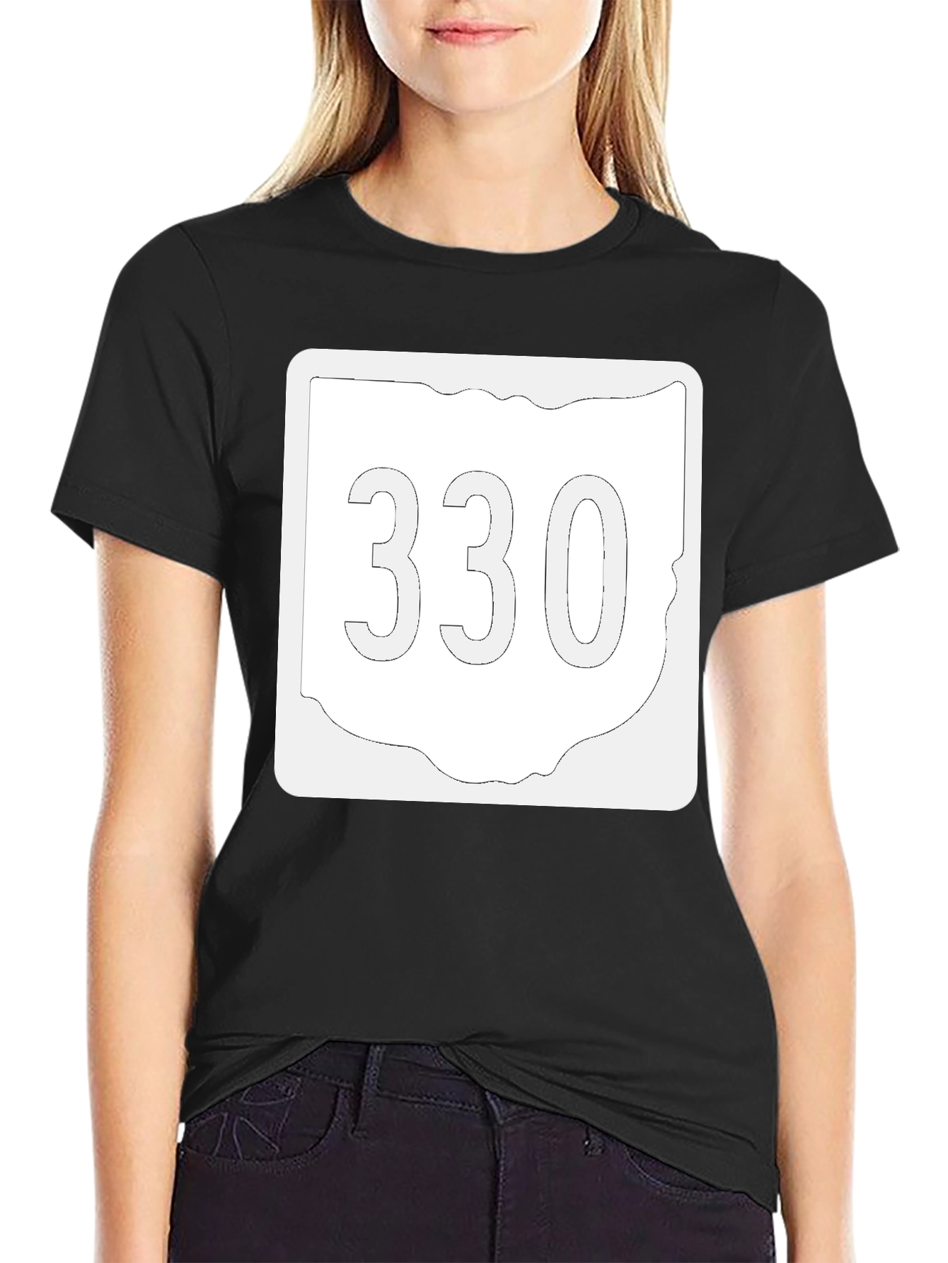 Ohio 330 Area Code Black T-Shirt