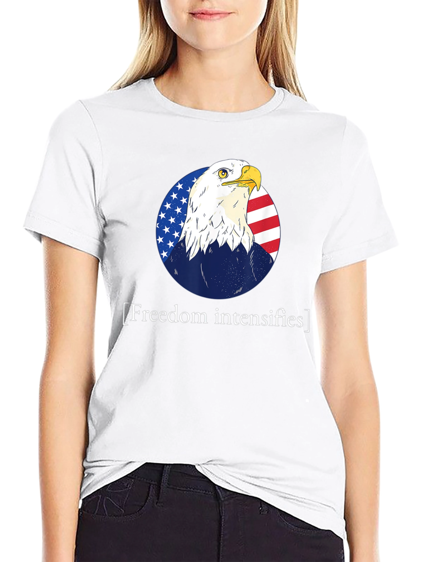Freedom Intensifies T-Shirt Patriotic Eagle USA Flag