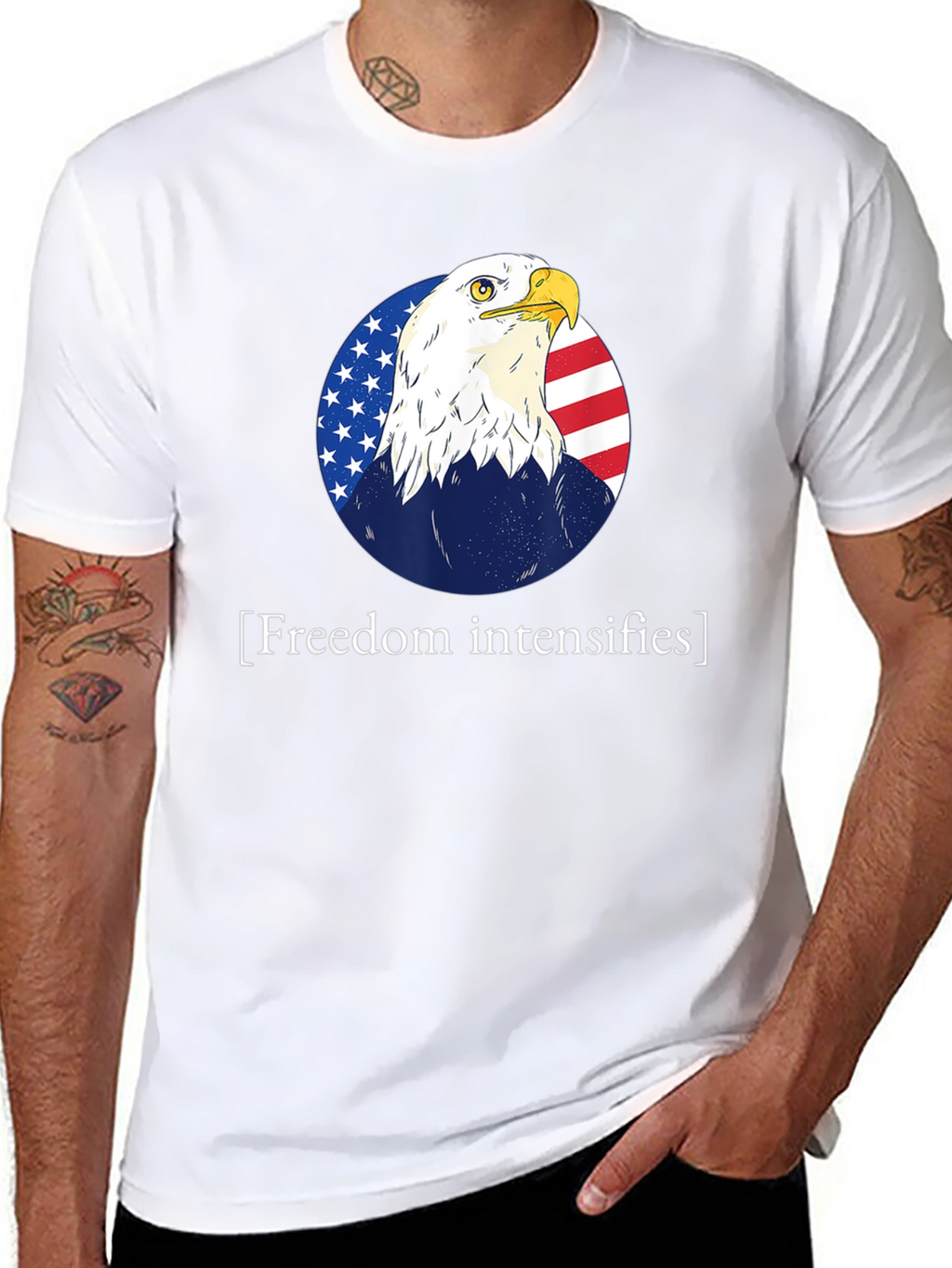 Freedom Intensifies T-Shirt Patriotic Eagle USA Flag