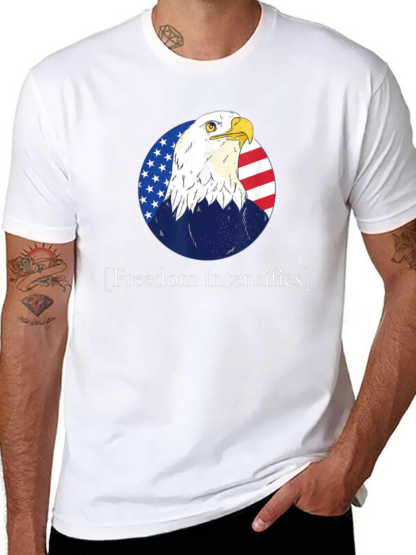 Freedom Intensifies T-Shirt Patriotic Eagle USA Flag