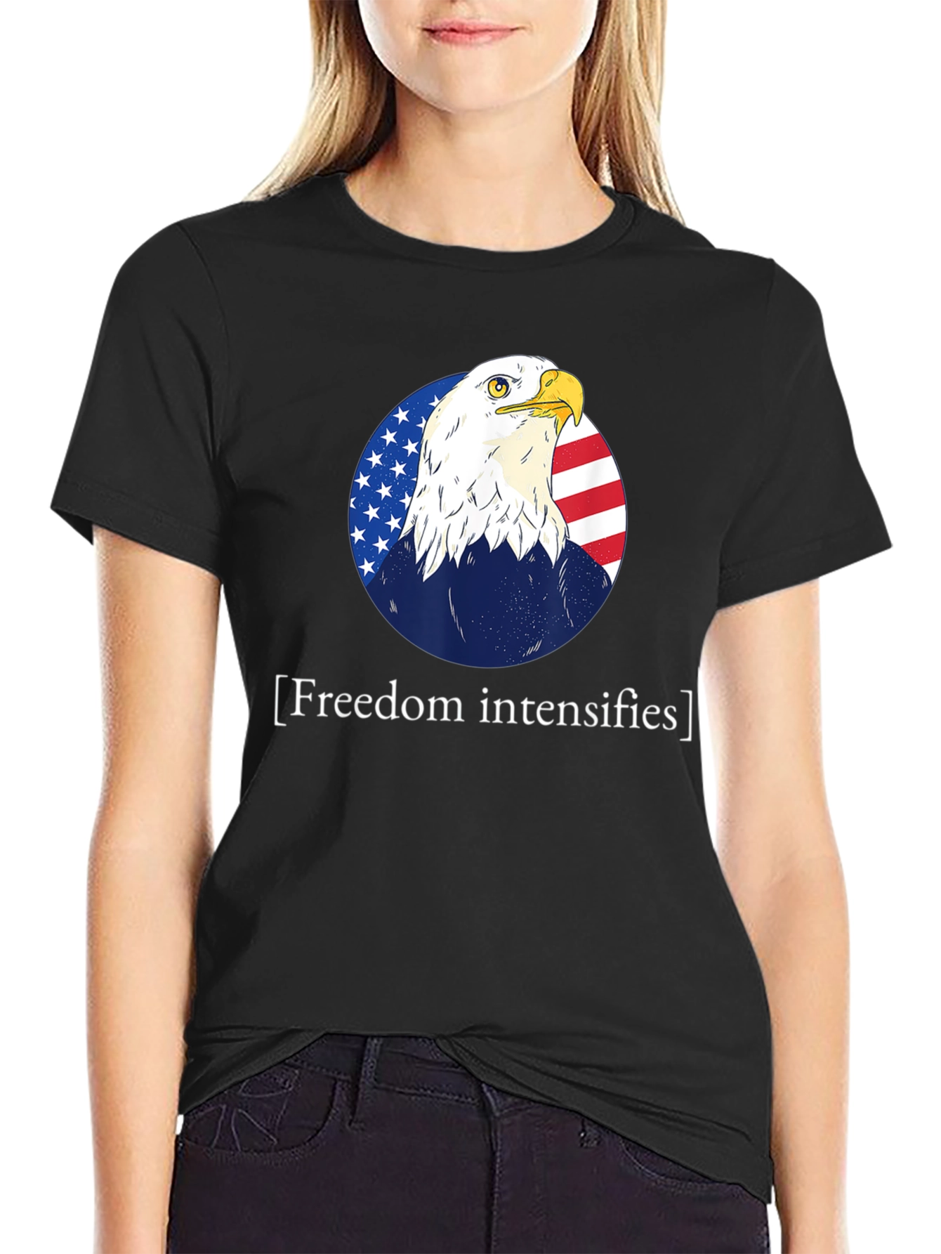 Freedom Intensifies T-Shirt Patriotic Eagle USA Flag