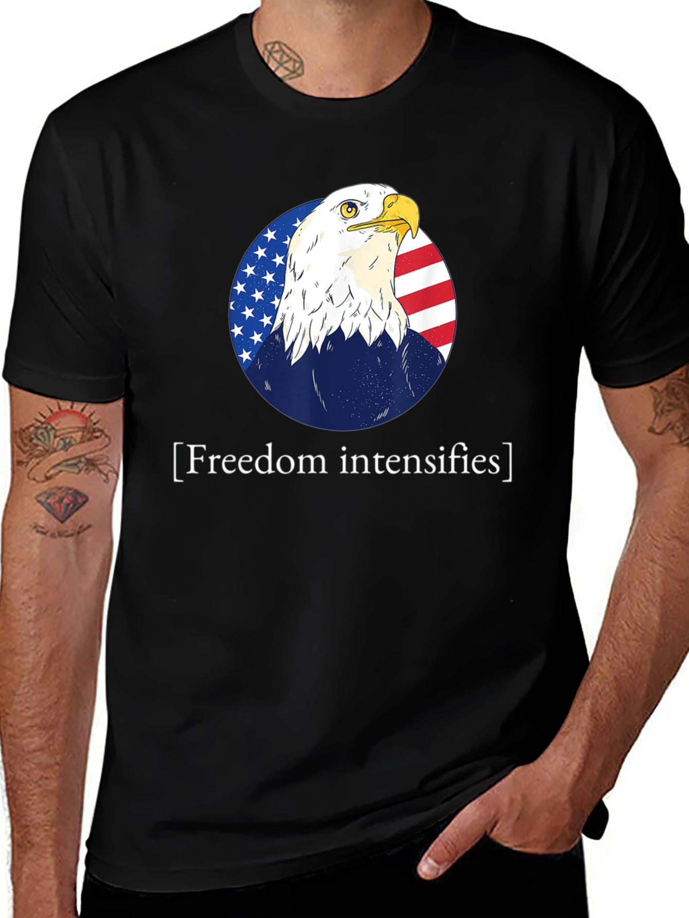 Freedom Intensifies T-Shirt Patriotic Eagle USA Flag