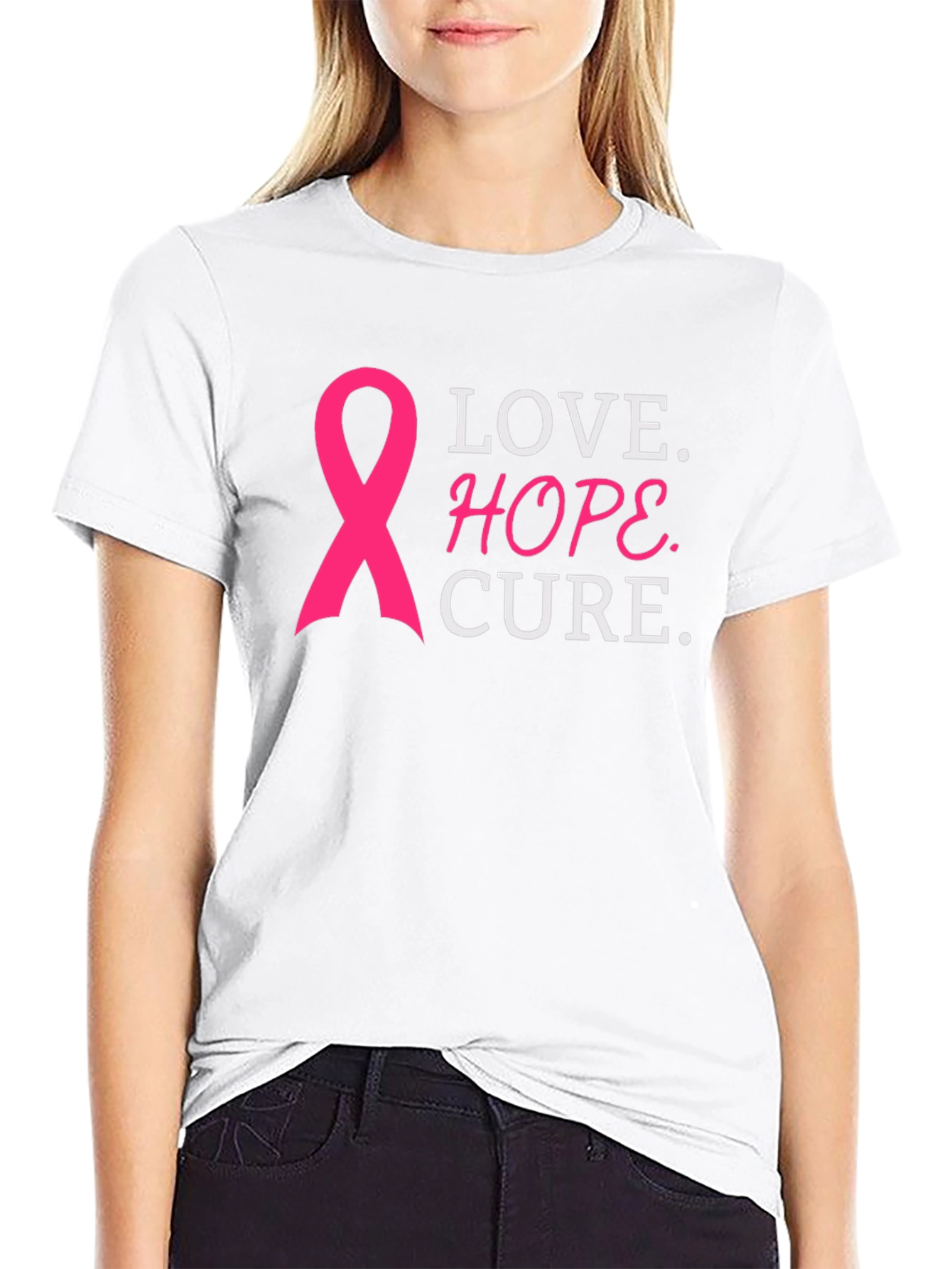 Love Hope Cure Breast Cancer Awareness T-Shirt