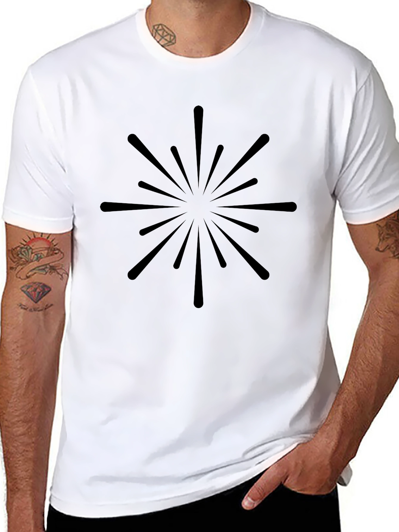 Starburst Graphic Tee - Black Cotton Crew Neck
