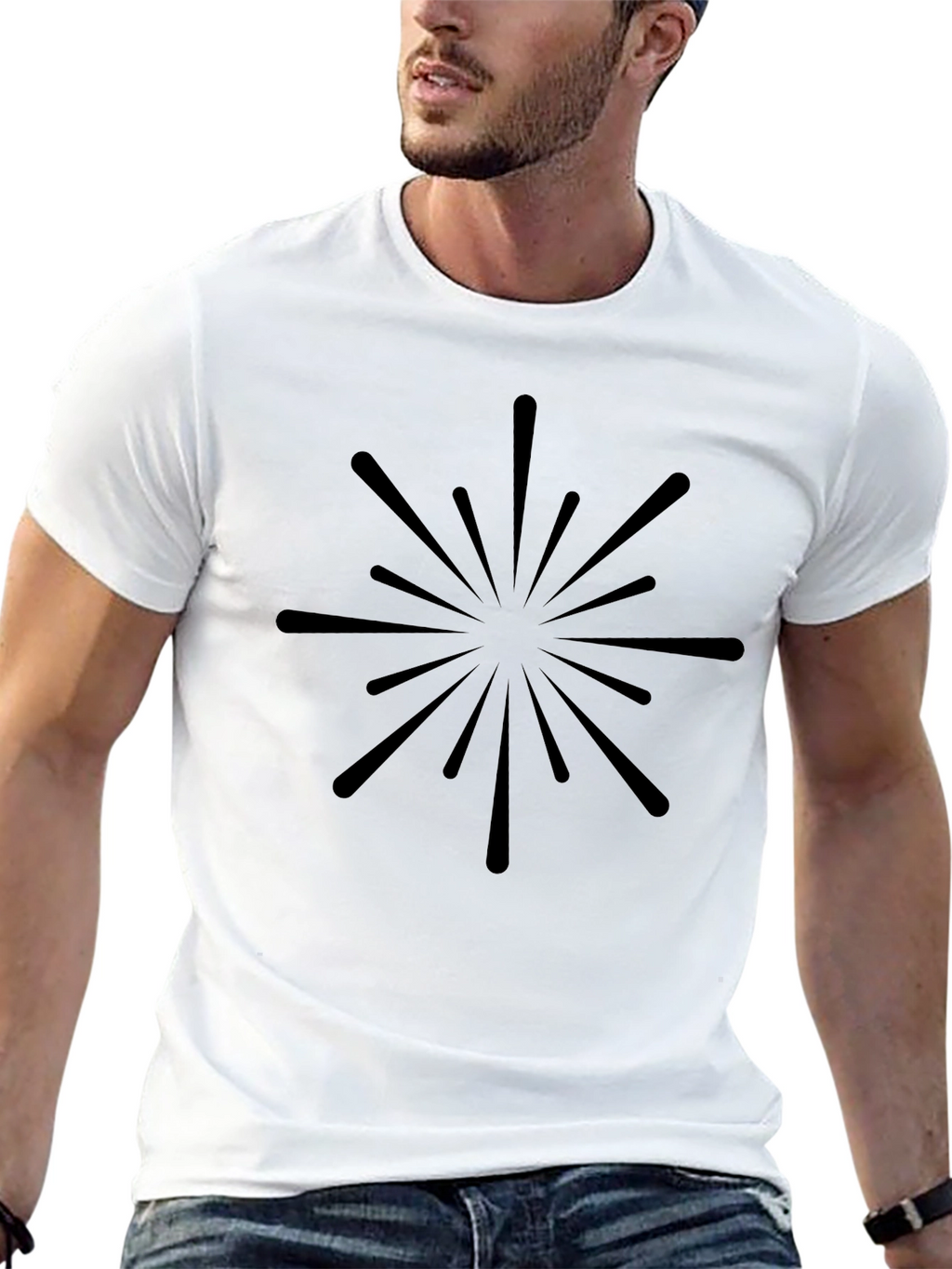 Starburst Graphic Tee - Black Cotton Crew Neck