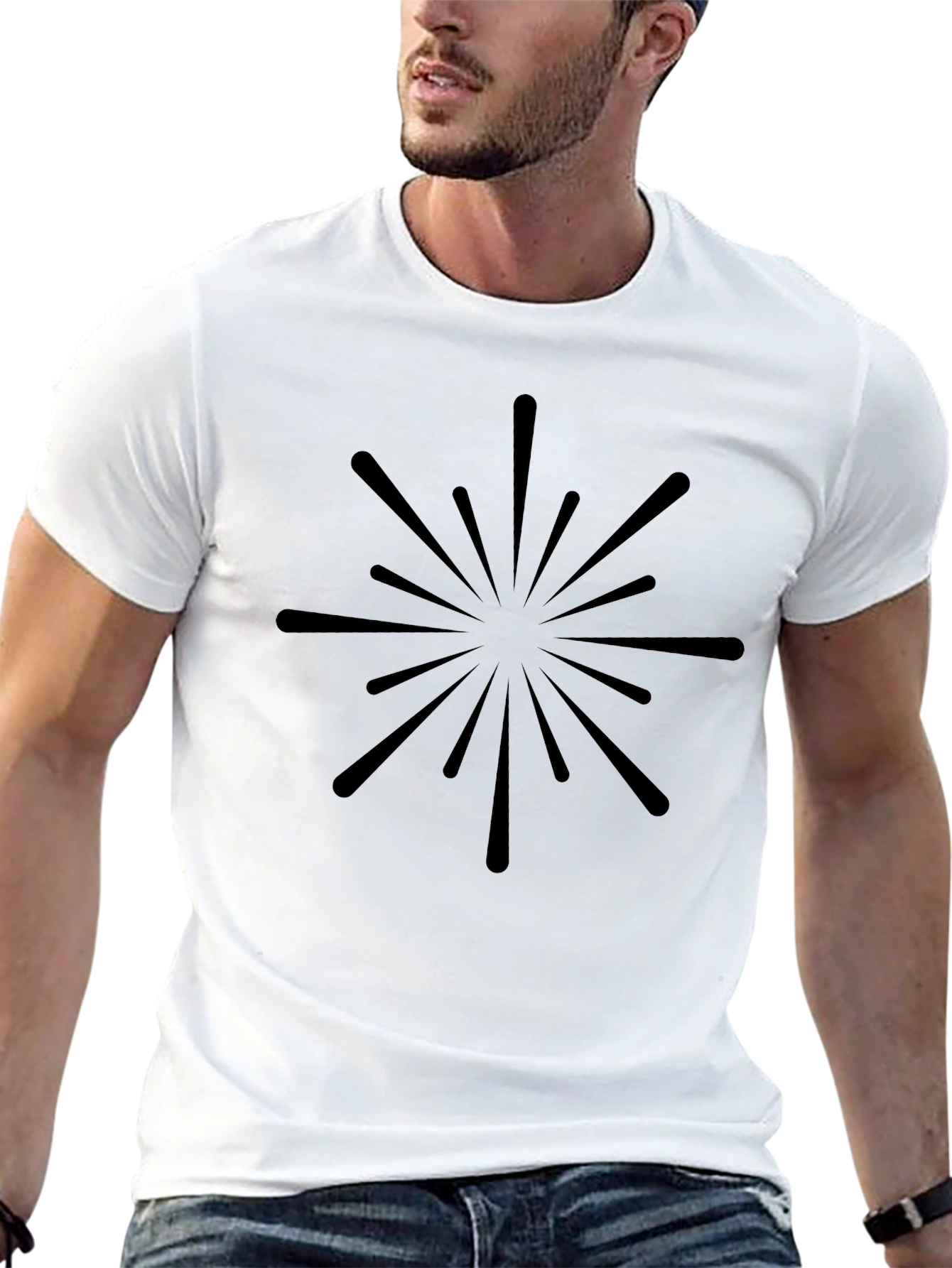 Starburst Graphic Tee - Black Cotton Crew Neck