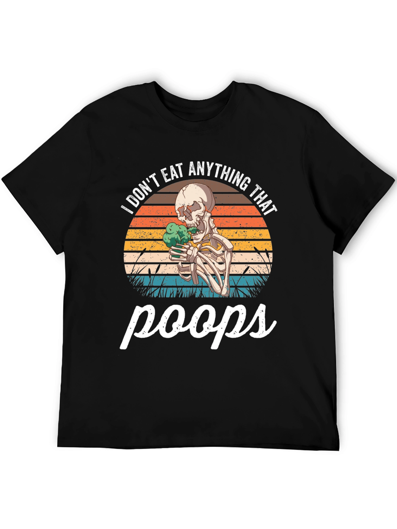 Vegan Skeleton T-Shirt - I Dont Eat Anything That Poops
