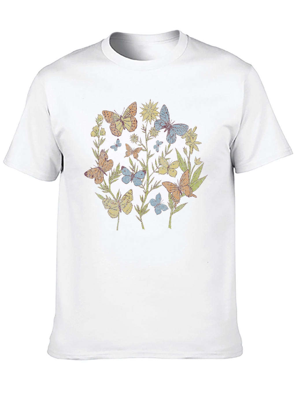 Butterfly Garden Graphic Tee - Black Cotton Blend