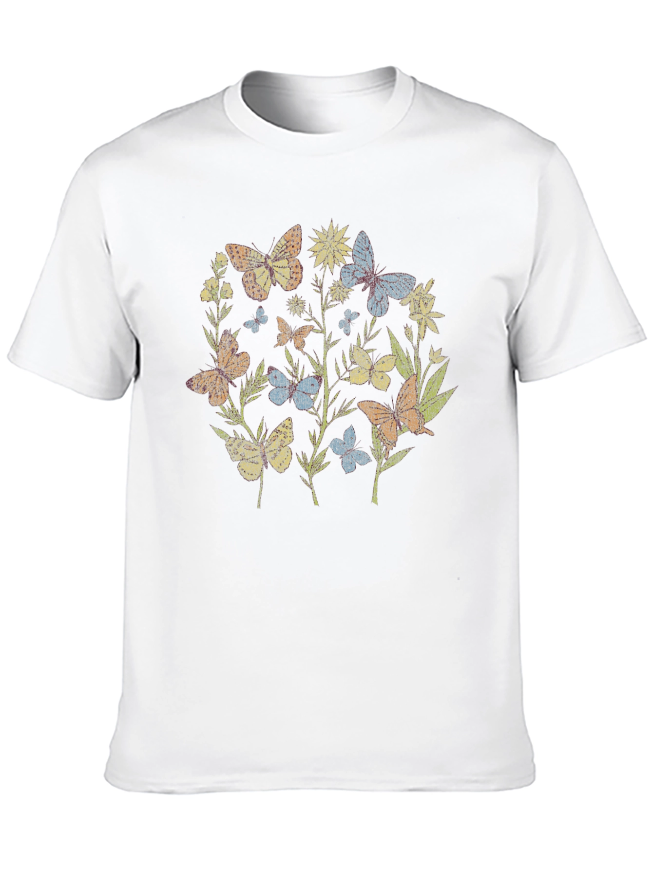 Butterfly Garden Graphic Tee - Black Cotton Blend