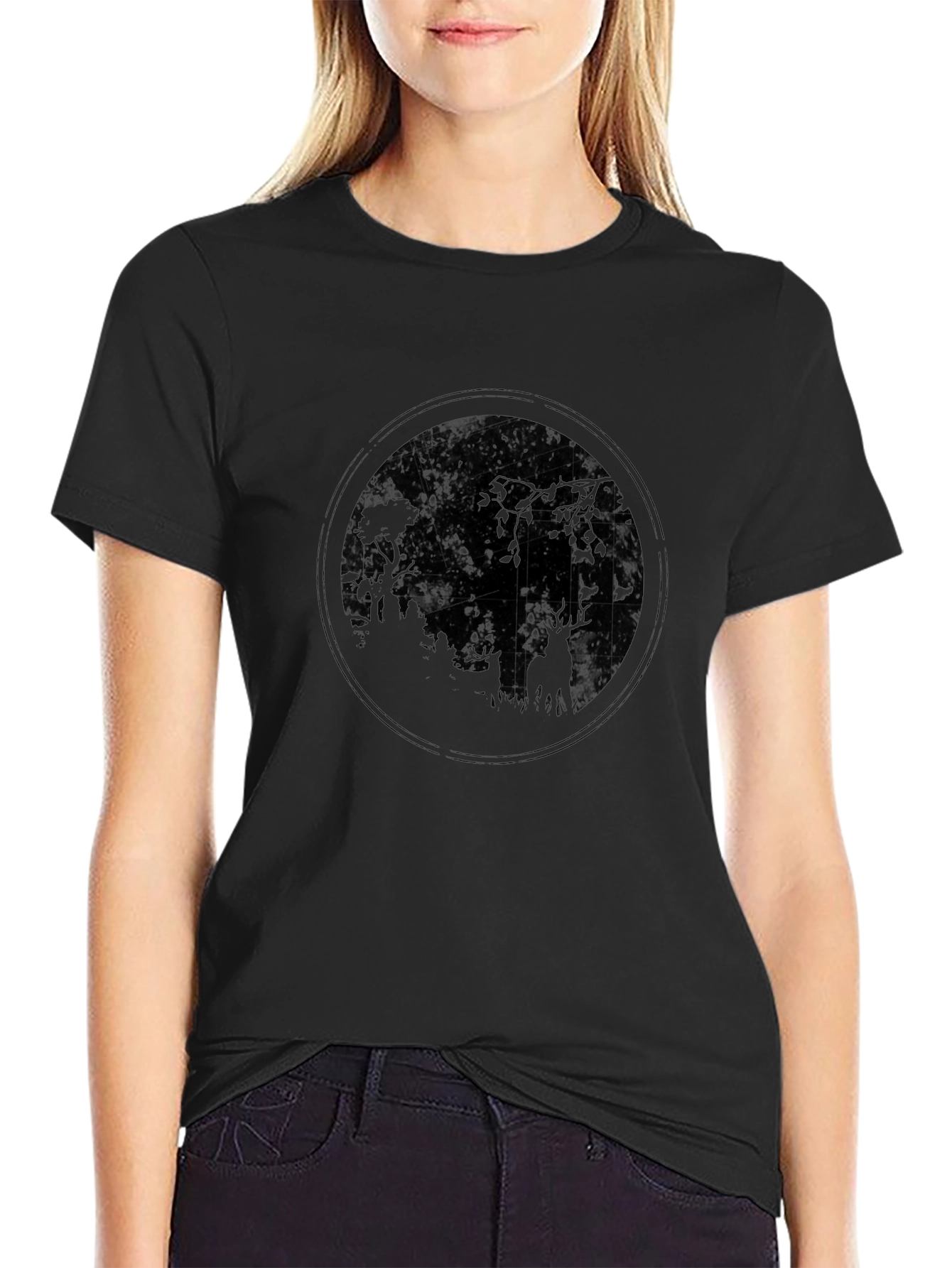 Nature Circle Graphic Tee - Black Cotton Blend