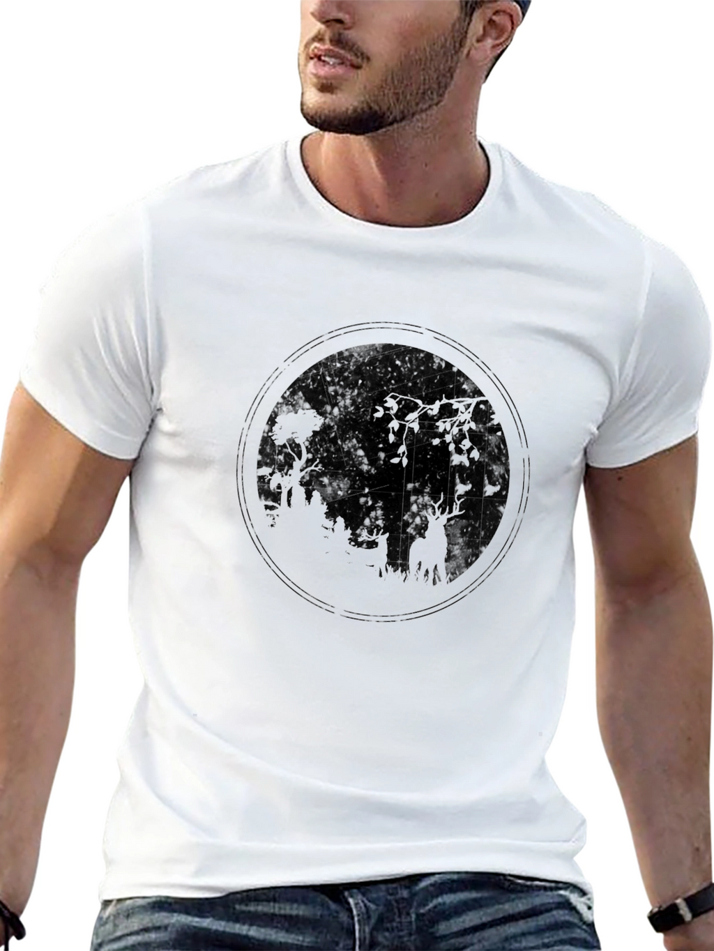 Nature Circle Graphic Tee - Black Cotton Blend