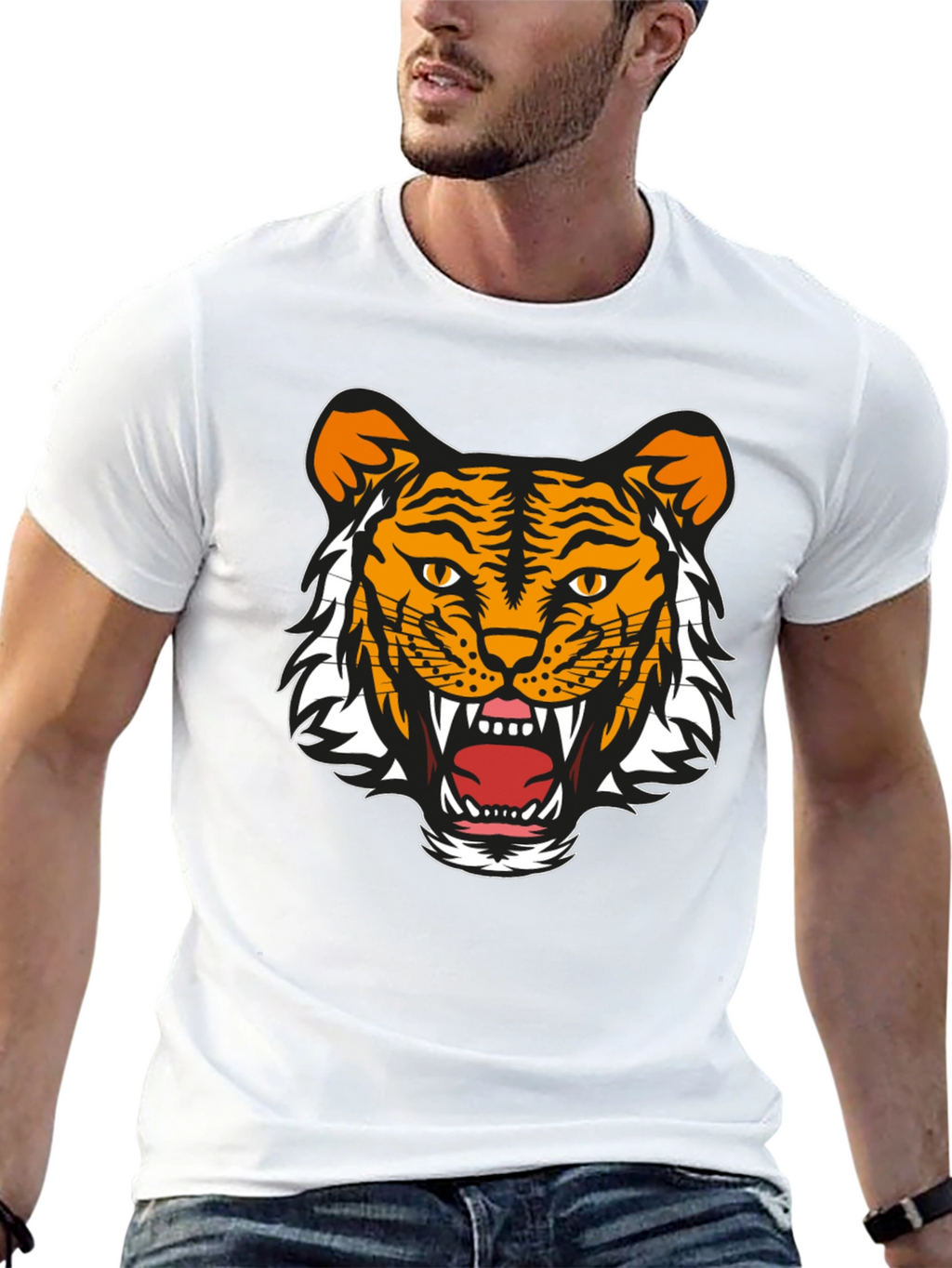 Bold Tiger Graphic Tee - Black