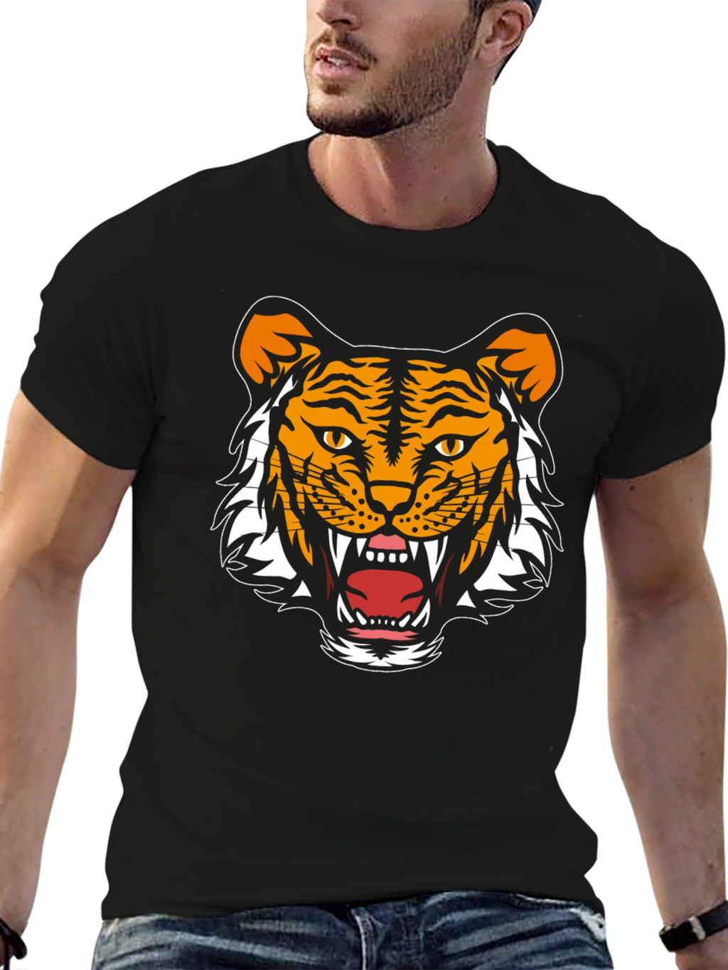 Bold Tiger Graphic Tee - Black