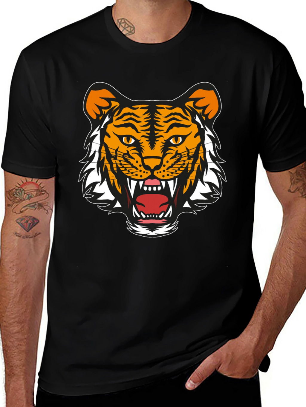 Bold Tiger Graphic Tee - Black