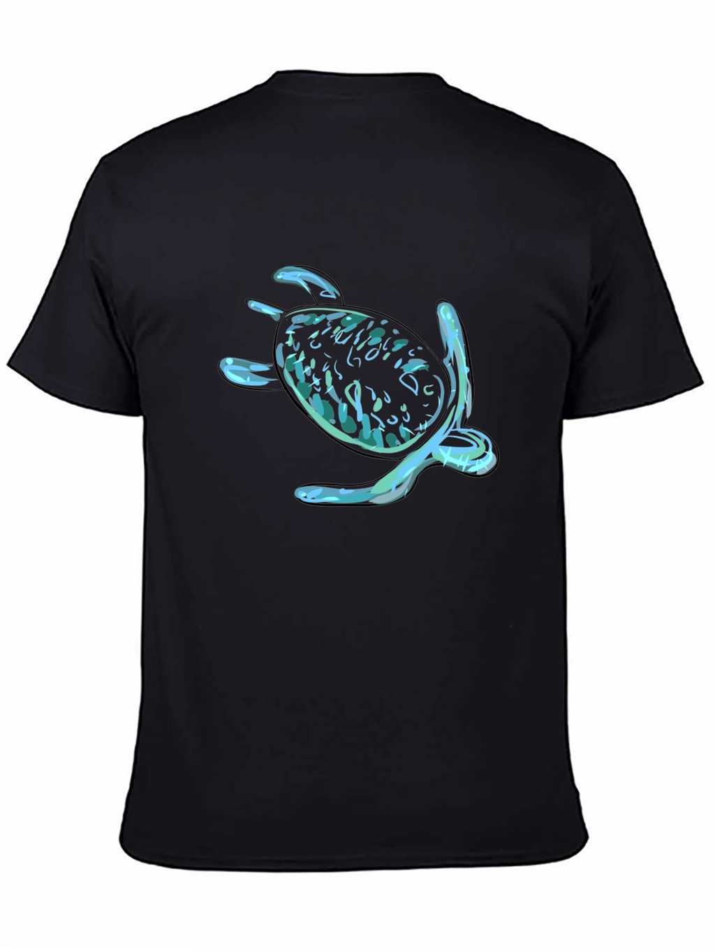 Sea Turtle Graphic Print Black T-Shirt
