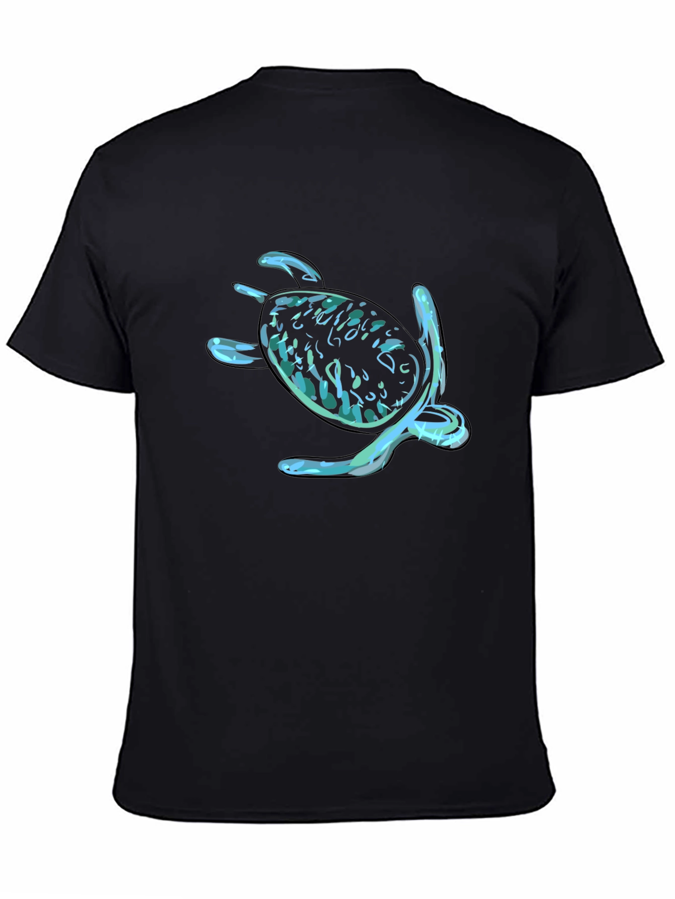 Sea Turtle Graphic Print Black T-Shirt