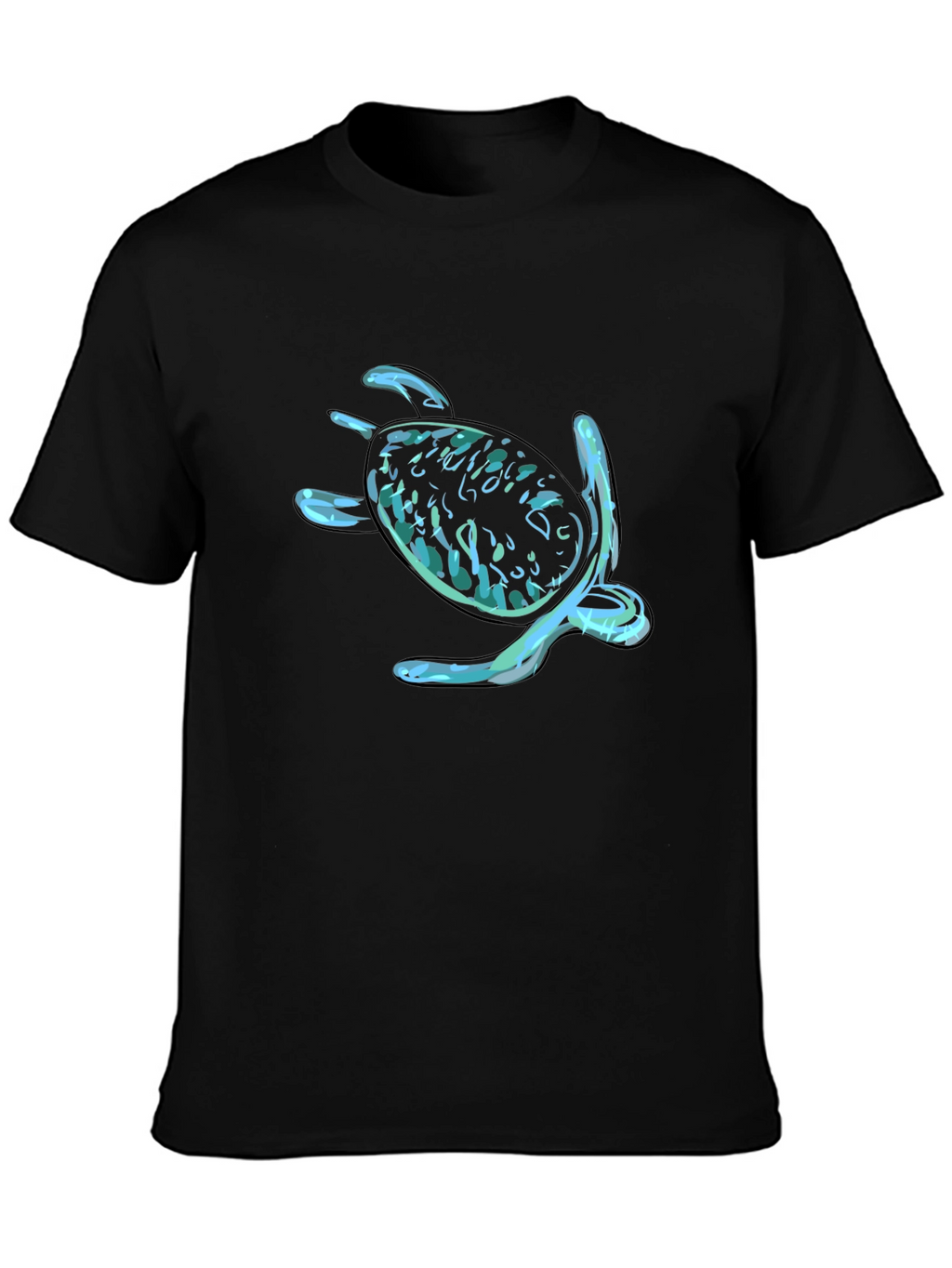 Sea Turtle Graphic Print Black T-Shirt