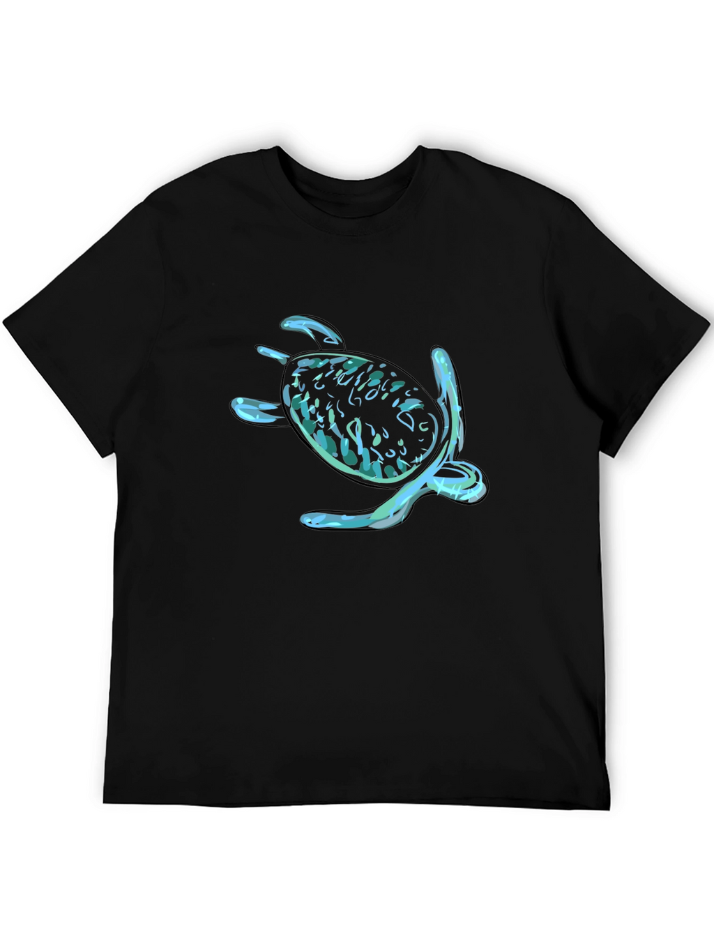 Sea Turtle Graphic Print Black T-Shirt
