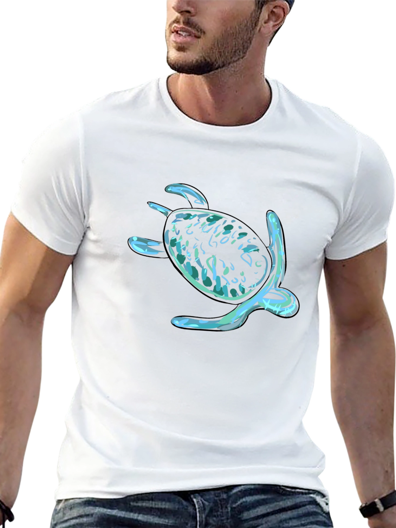 Sea Turtle Graphic Print Black T-Shirt