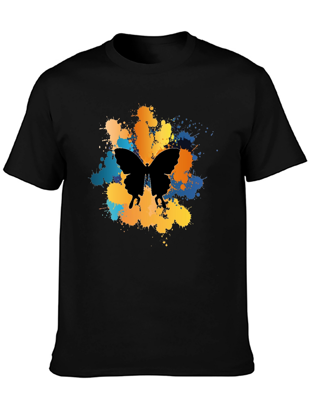 Butterfly Splatter Graphic Black T-Shirt