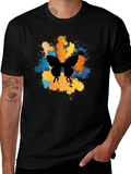 Butterfly Splatter Graphic Black T-Shirt