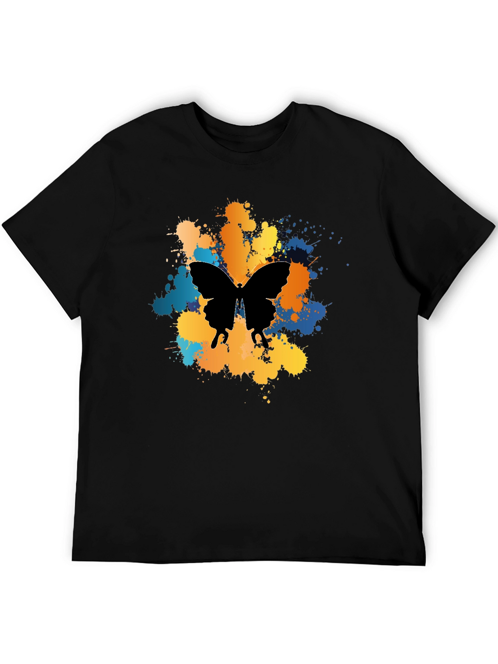 Butterfly Splatter Graphic Black T-Shirt