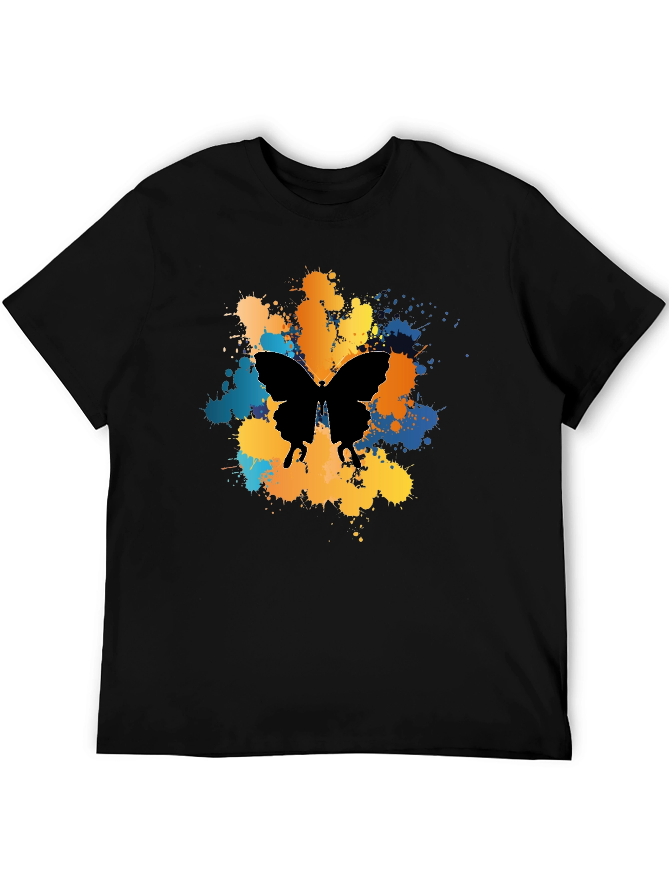 Butterfly Splatter Graphic Black T-Shirt
