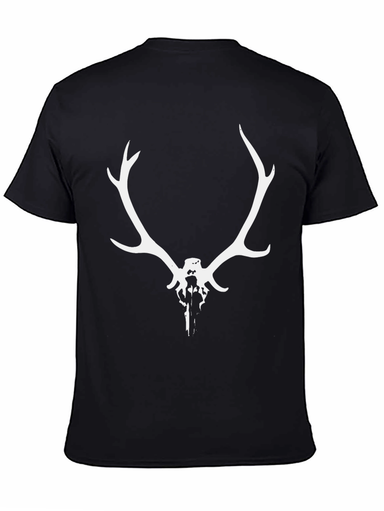 Antler Skull Graphic Tee - Mens Black T-Shirt