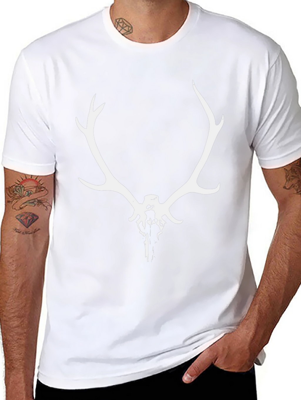 Antler Skull Graphic Tee - Mens Black T-Shirt
