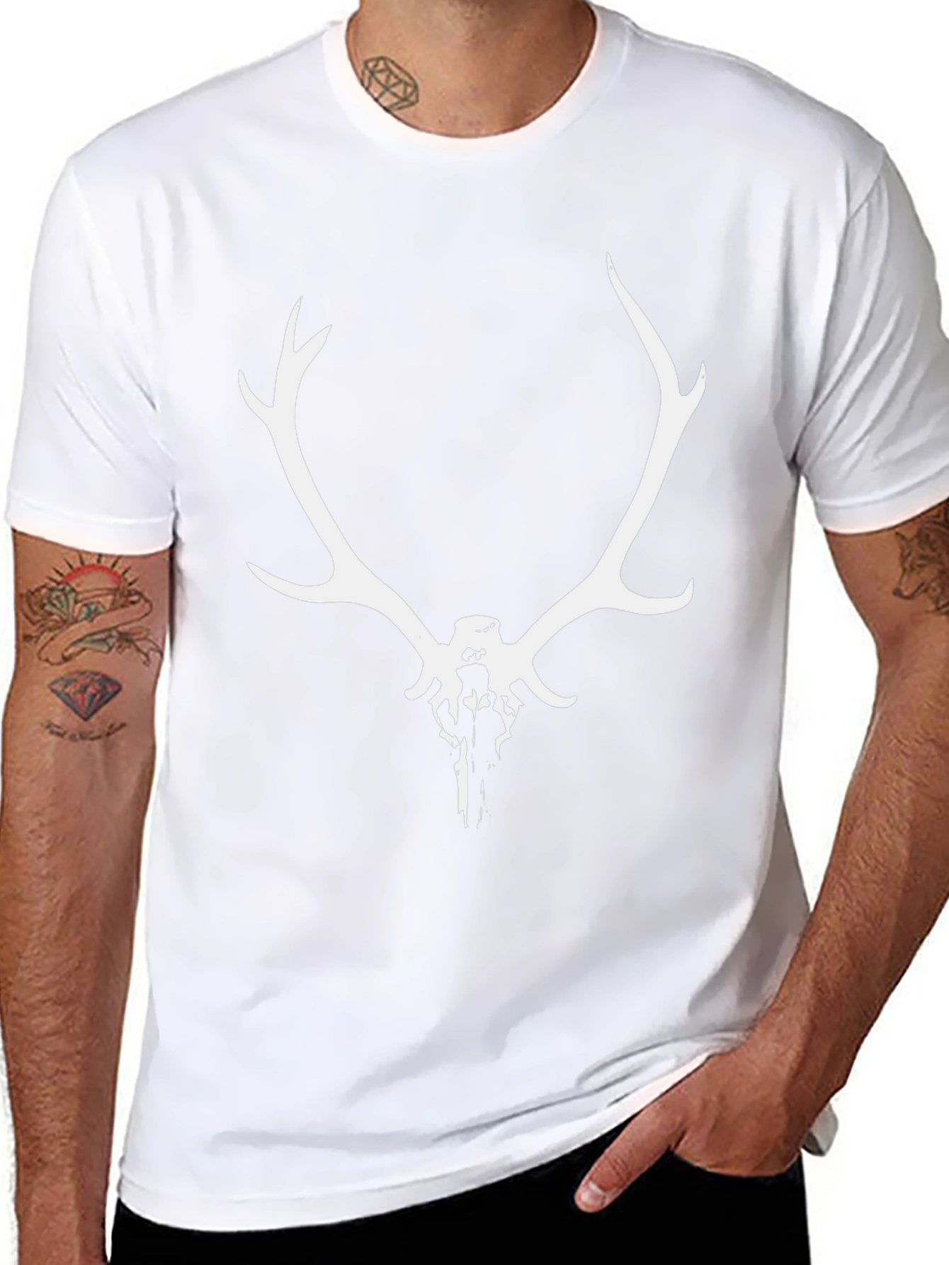 Antler Skull Graphic Tee - Mens Black T-Shirt