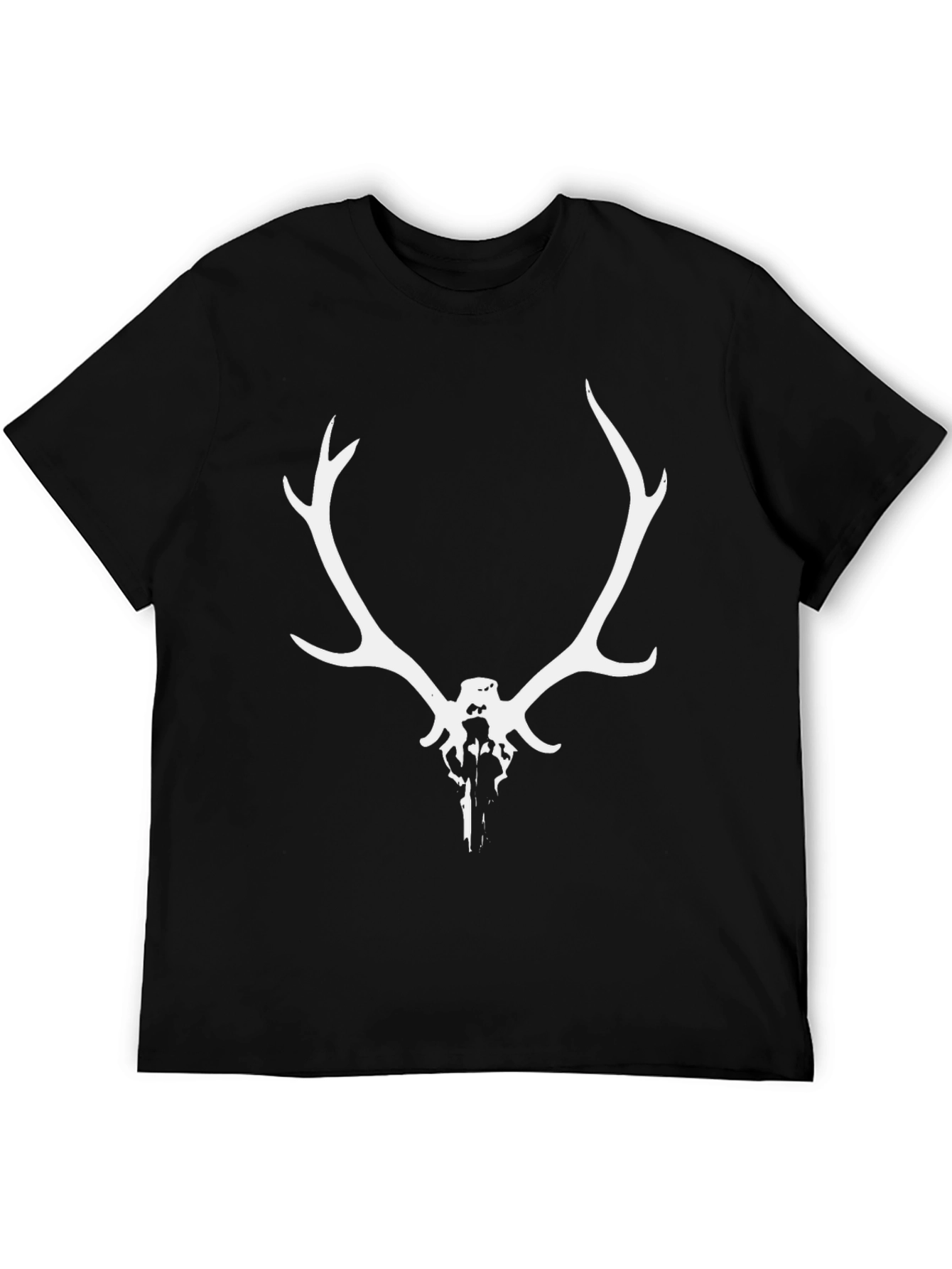Antler Skull Graphic Tee - Mens Black T-Shirt