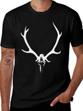 Antler Skull Graphic Tee - Mens Black T-Shirt