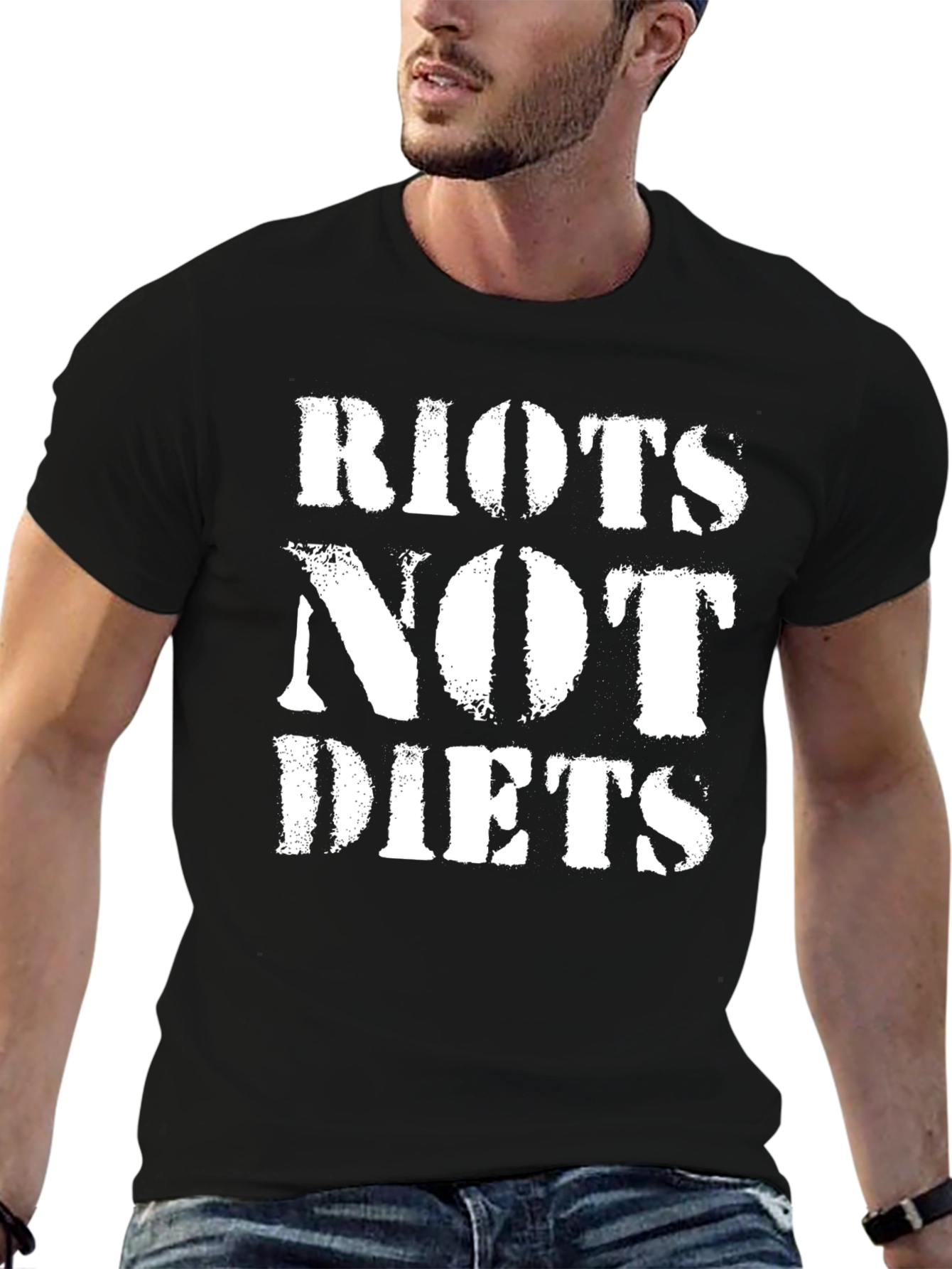 Riots Not Diets Graphic Tee - Bold Statement T-Shirt