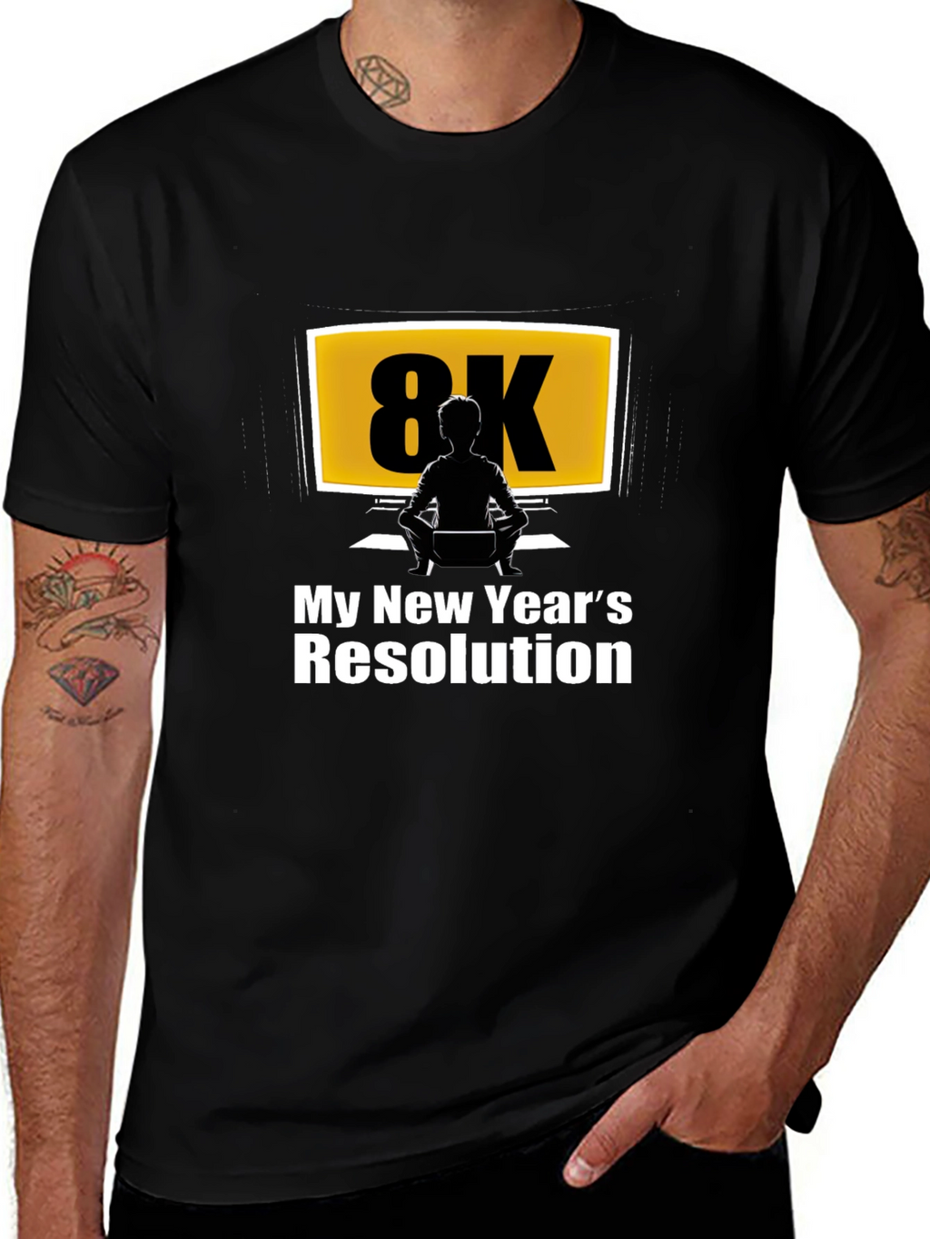 8K New Years Resolution Black T-Shirt